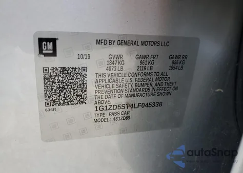 2020 Chevrolet Malibu Lt z USA, uszkodzony, nr VIN 1G1ZD5ST4LF045338